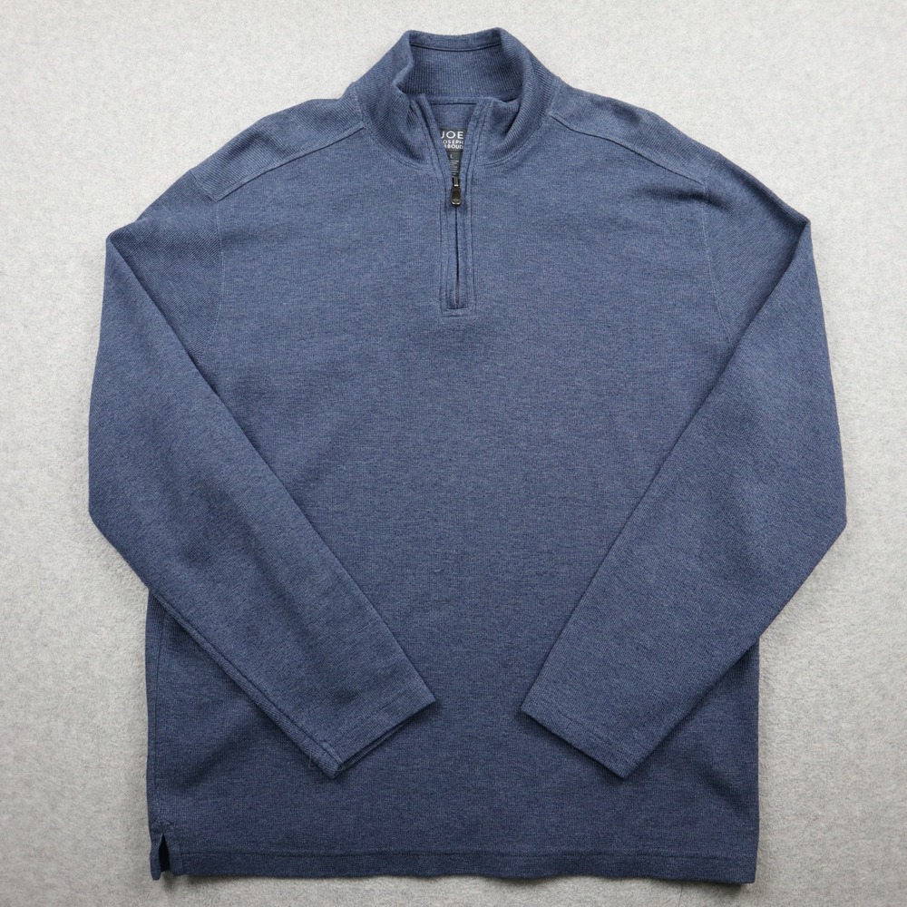 Joe Joseph Abboud 1/4 Zip Pullover Mens L Blue Heather Mock Neck Sweater